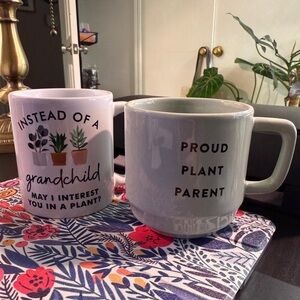 Set of 2 Plant Themed Mugs NEW